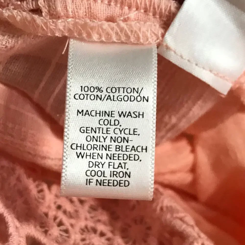Loft • Crochet Stripe Pink Blouse